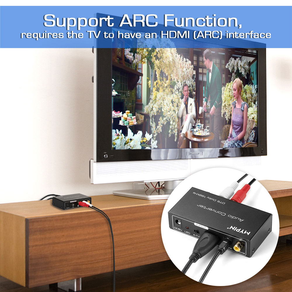 HDMI ARC Audio Adapter Digital Audio Converter 192KHz Multifunctional Digital To Analog Audio Converter Coaxial Or Optical Or HDMI ARC Audio Input To Coaxial Optical L/R 3.5mm Jack Output